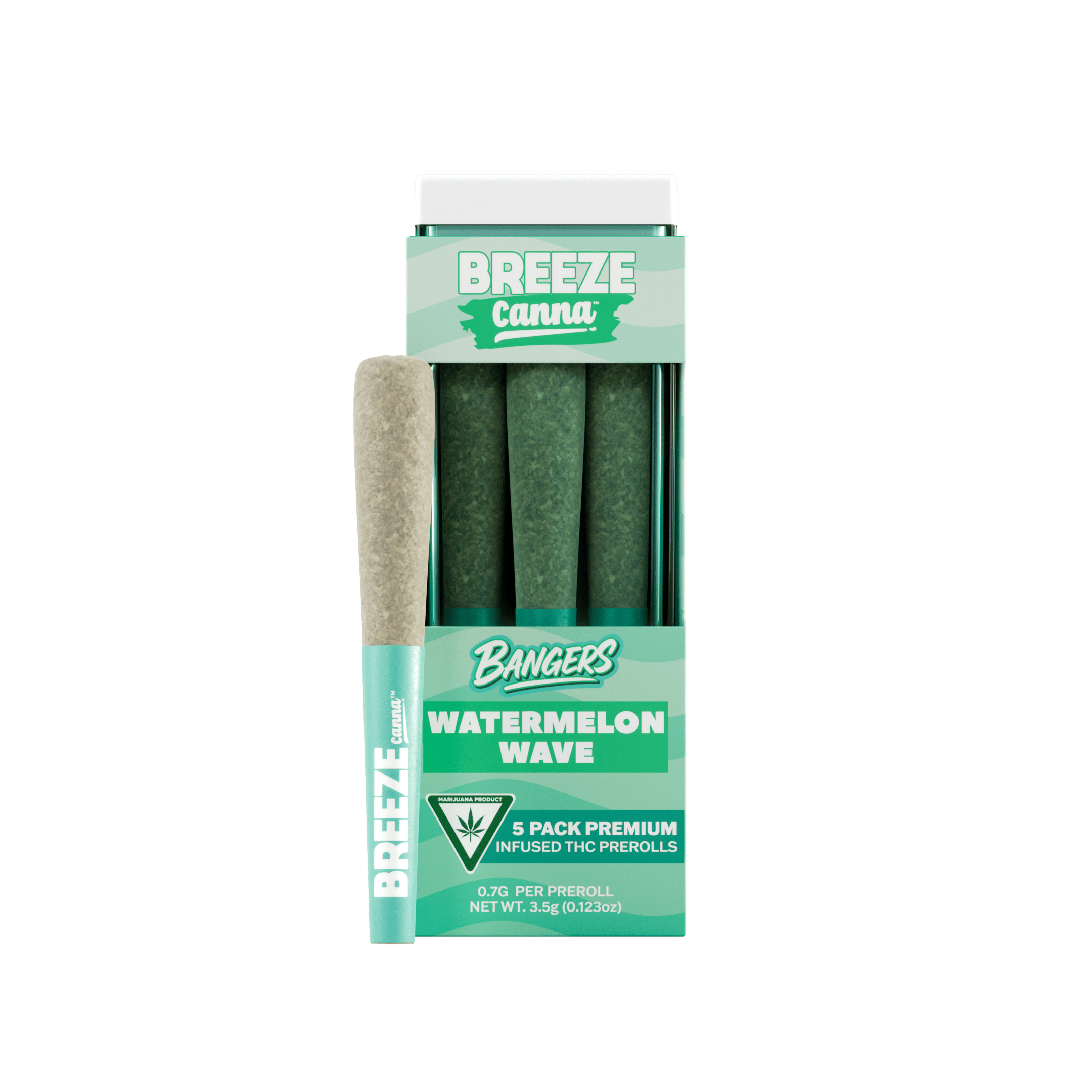 Breeze Canna - Watermelon Wave - Bangers Infused Preroll .7g (5pk/3.5g) — BREEZE Canna - 1