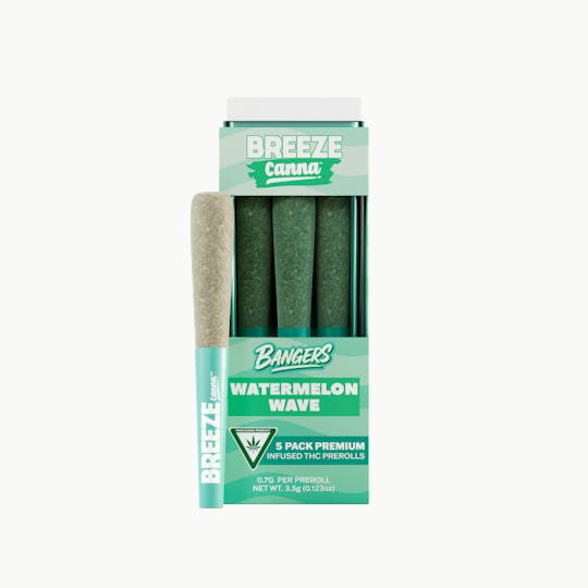 Breeze Canna - Watermelon Wave - Bangers Infused Preroll .7g (5pk/3.5g) — BREEZE Canna - 1