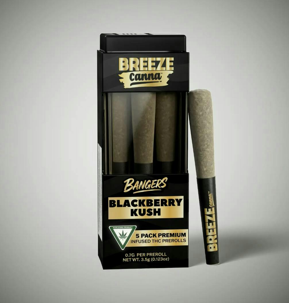 Breeze Canna - BREEZE Canna | Blackberry Kush | Bangers Infused Joints | .7g each | 5pk - 1