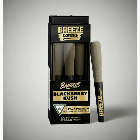 Breeze Canna - BREEZE Canna | Blackberry Kush | Bangers Infused Joints | .7g each | 5pk - 1