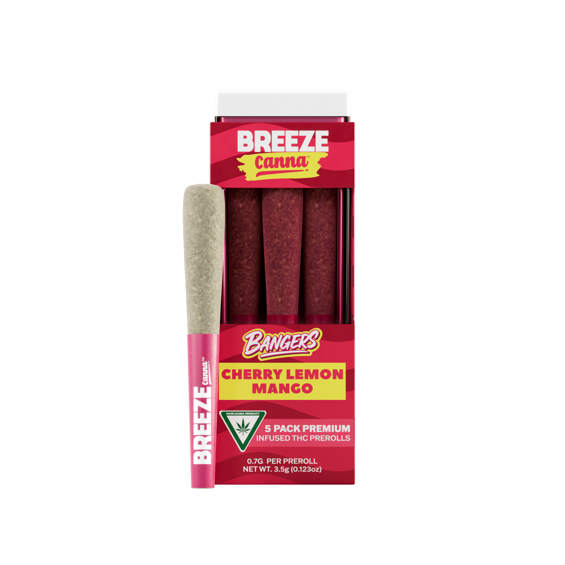 Breeze Canna - Cherry Lemon Mango - Bangers Infused Preroll .7g (5pk/3.5g) — BREEZE Canna - 1