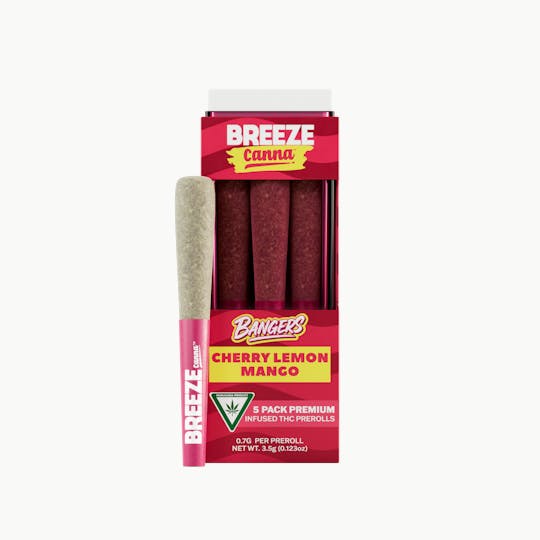 Breeze Canna - Cherry Lemon Mango - Bangers Infused Preroll .7g (5pk/3.5g) β BREEZE Canna - 1