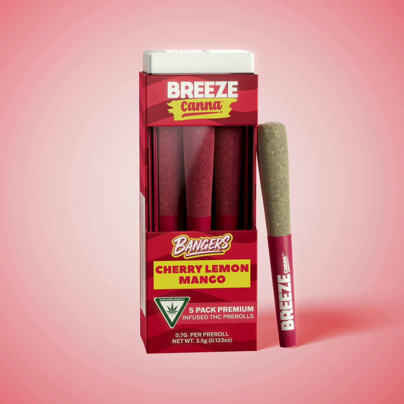 Breeze Canna - BREEZE Canna | Cherry Lemon Mango | Bangers Infused Joints | .7g each | 5pk - 1