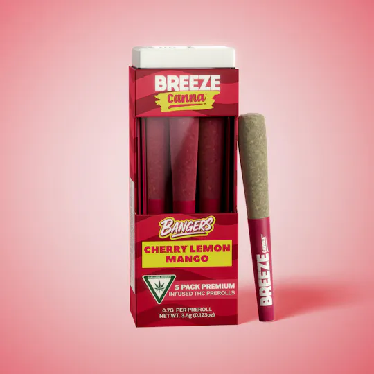 Breeze Canna - BREEZE Canna | Cherry Lemon Mango | Bangers Infused Joints | .7g each | 5pk - 1