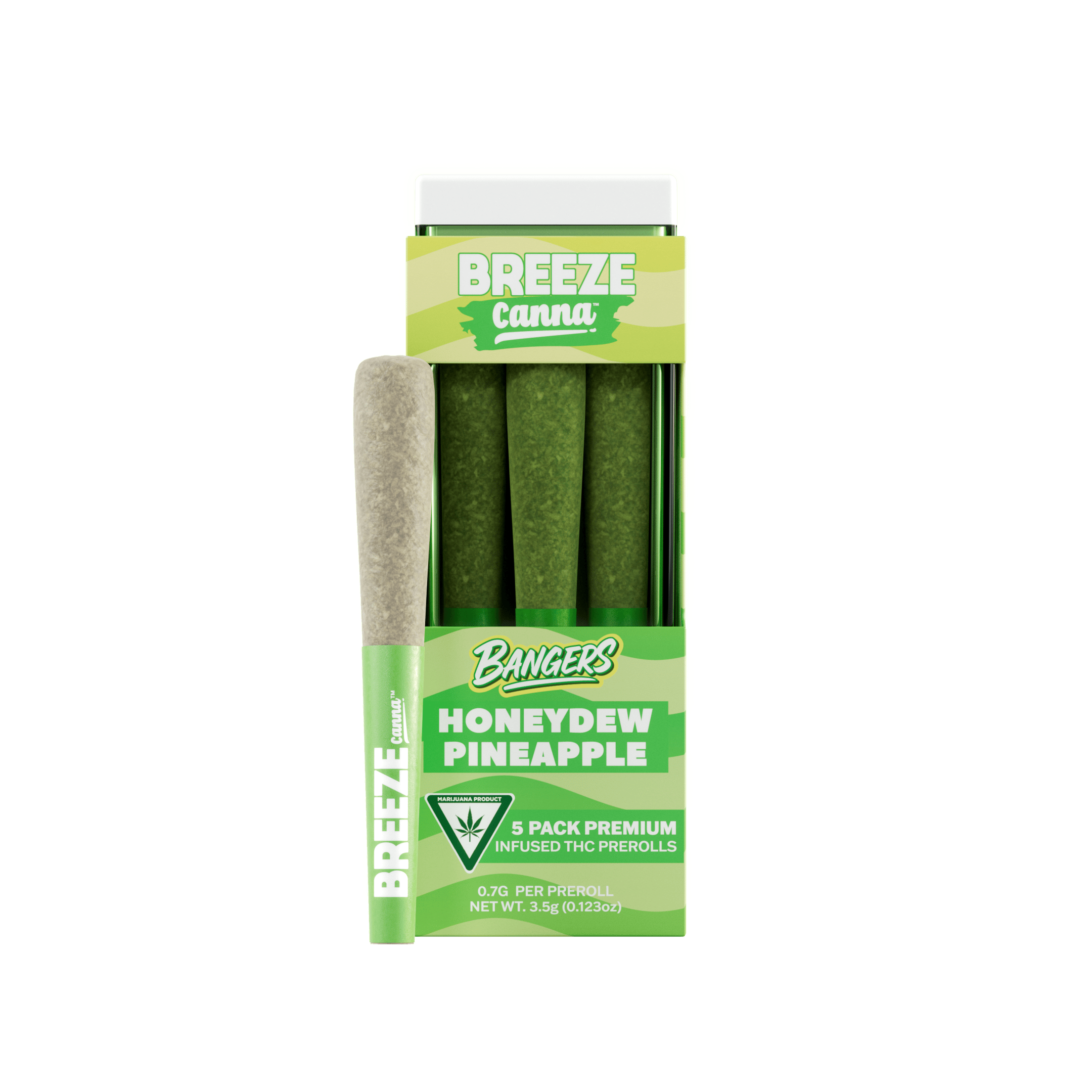 Breeze Canna - Honeydew Pineapple - Bangers Infused Preroll .7g (5pk/3.5g) — BREEZE Canna - 1