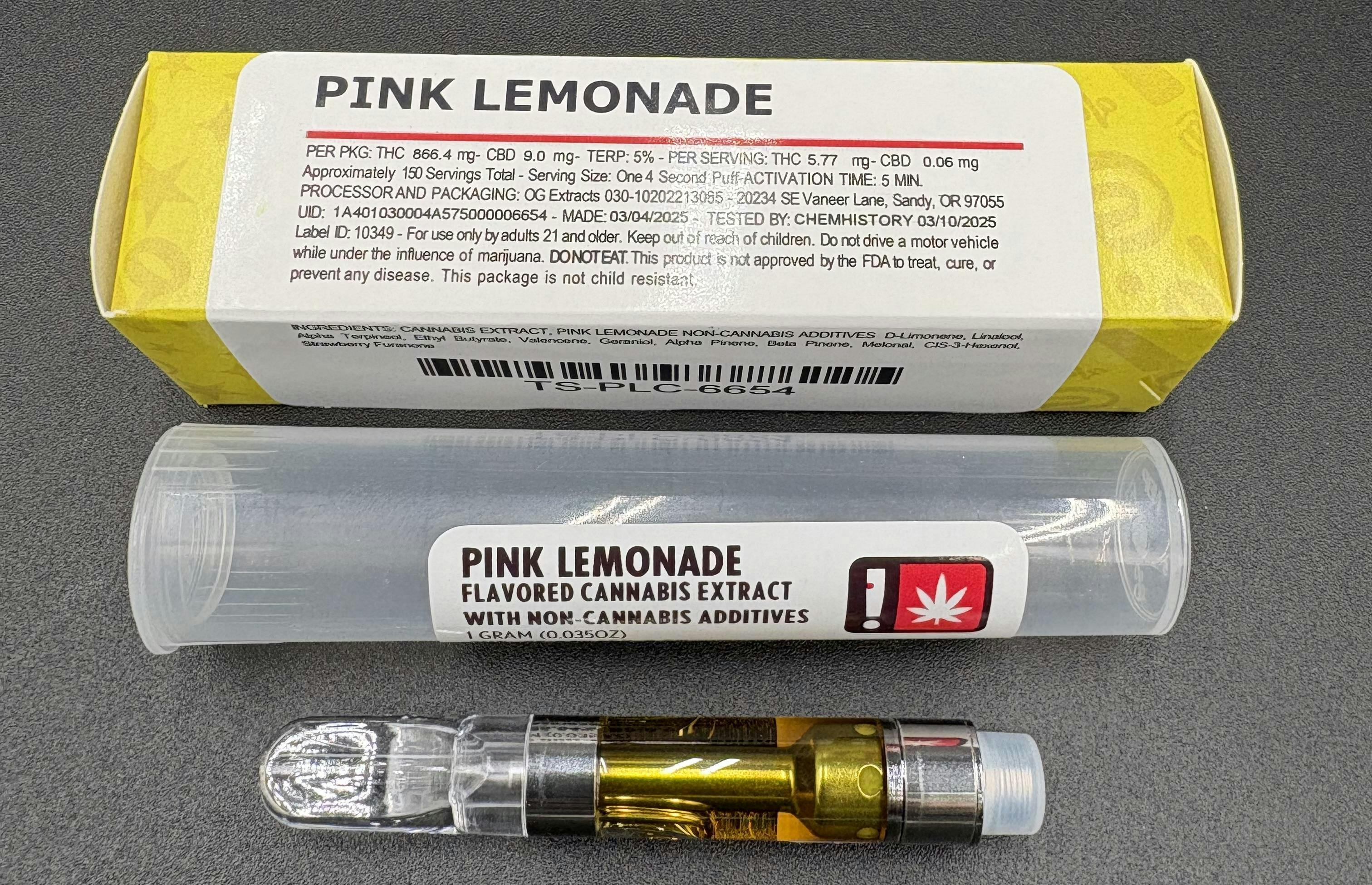 Hoodview Cannabis - Terp Smackers | Pink Lemonade Cartridge 1g - 1