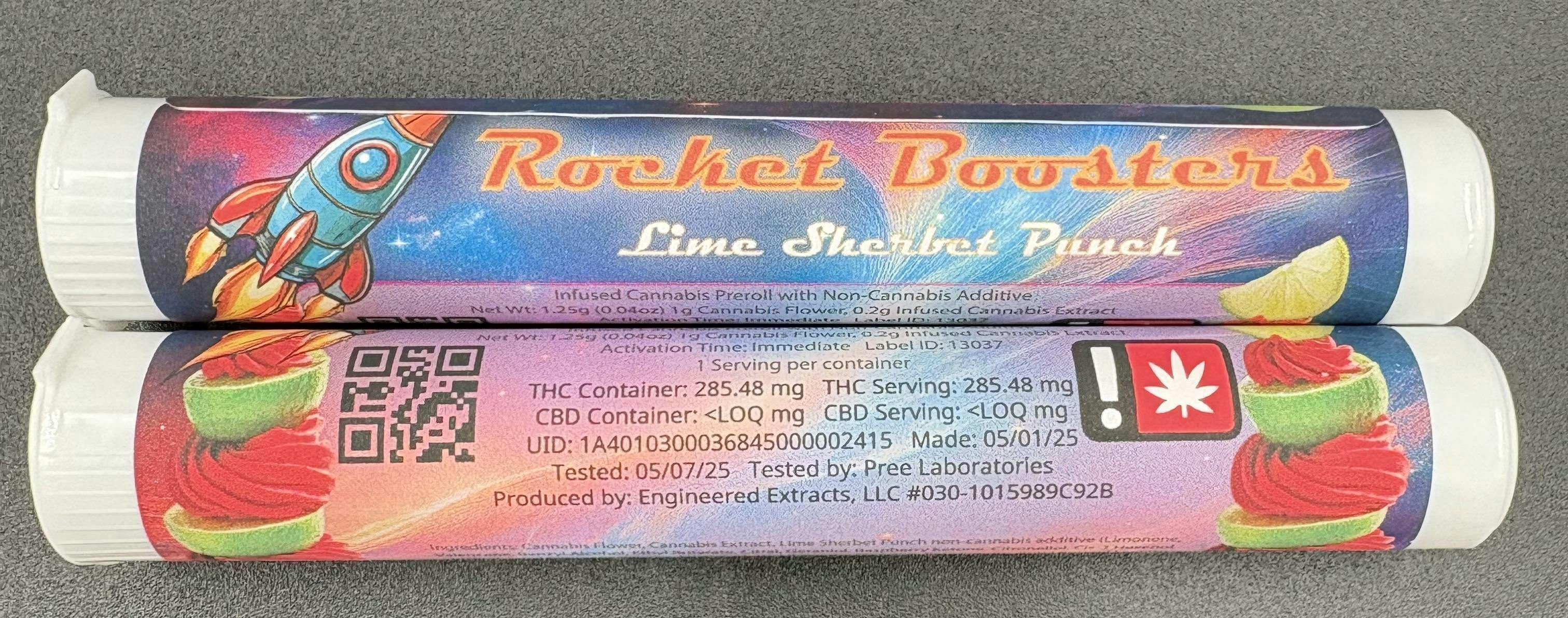 Hoodview Cannabis - Rocket Boosters | Lime Sherbet Punch Infused Pre Roll 1g - 1