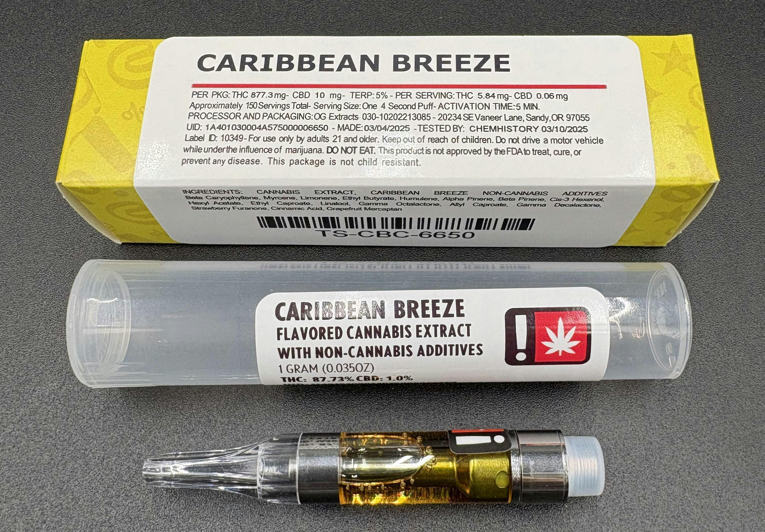 Hoodview Cannabis - Terp Smackers | Caribbean Breeze Cartridge 1g - 1