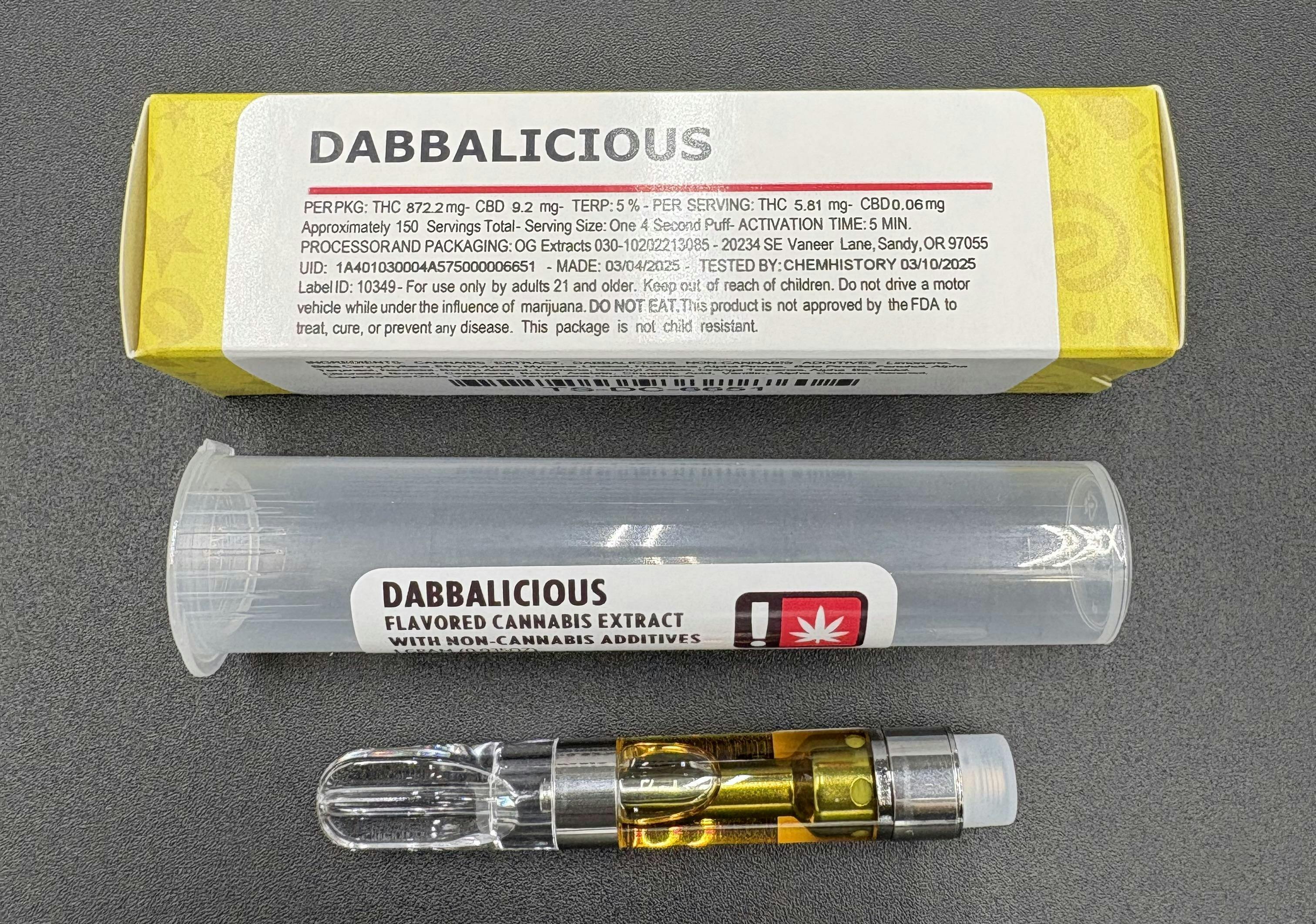Hoodview Cannabis - Terp Smackers | Dabbalicious Cartridge 1g - 1
