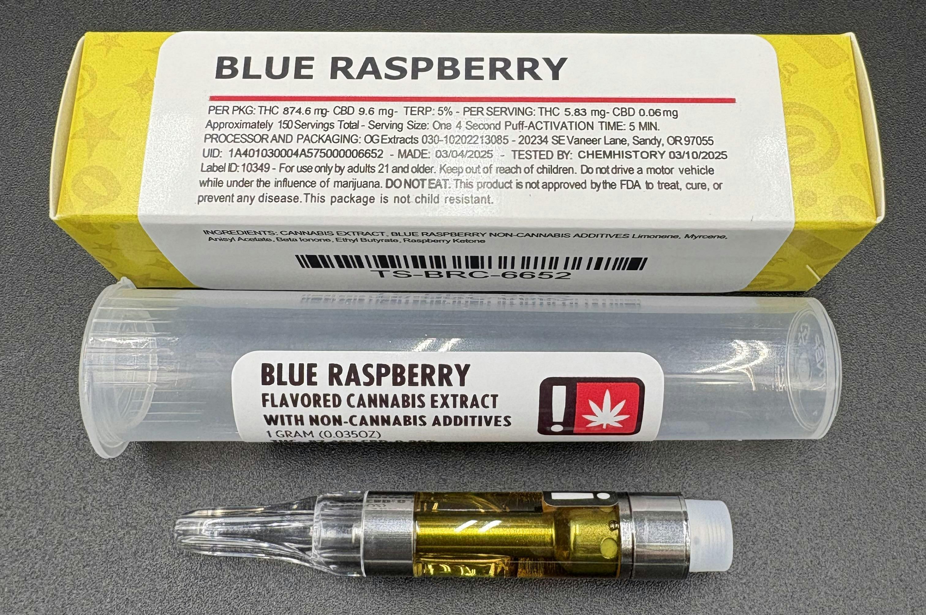 Hoodview Cannabis - Terp Smackers | Blue Raspberry Cartridge 1g - 1