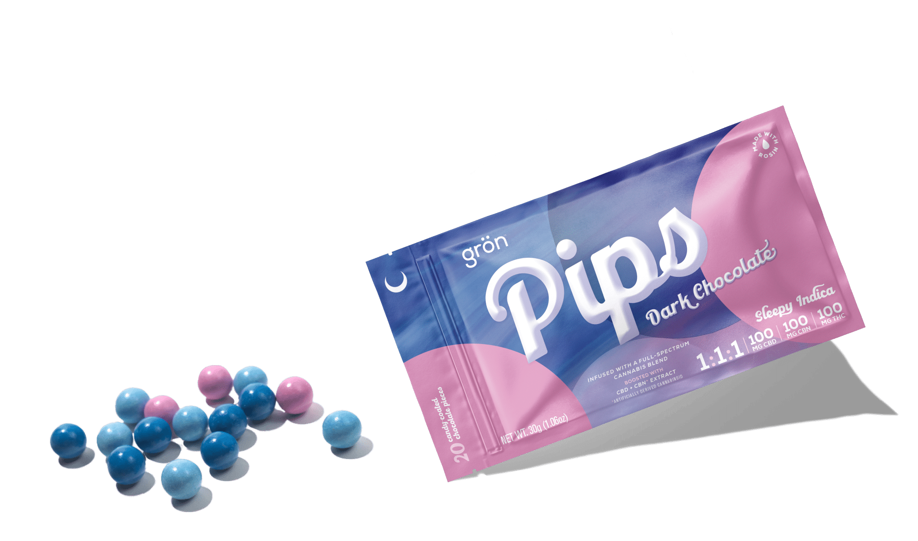 Grön Edibles - Pips | Dark Chocolate | Sleepy Indica | 1:1:1 CBD/CBN/THC | 20pk - 1