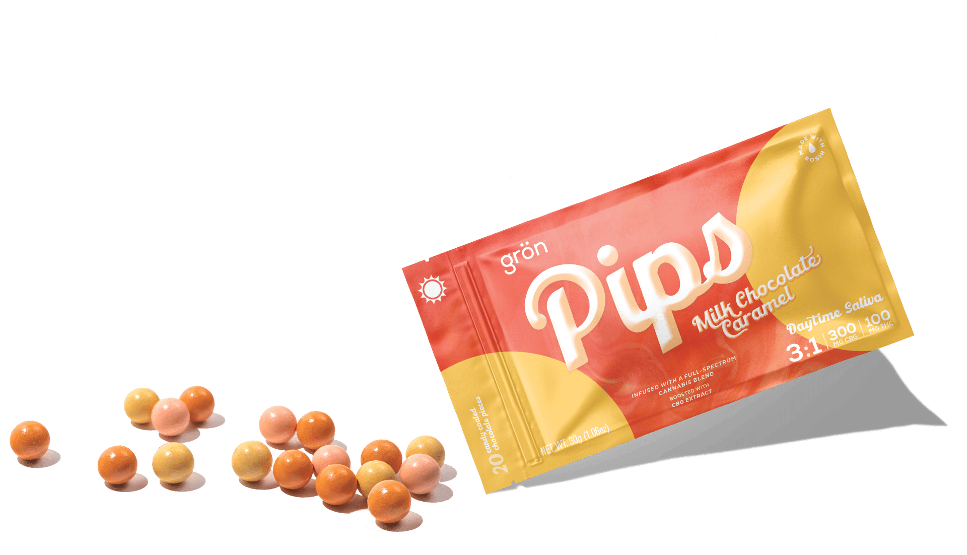 Grön Edibles - Pips | Milk Chocolate Caramel | Daytime Sativa | 3:1 CBG/THC | 20pk - 1