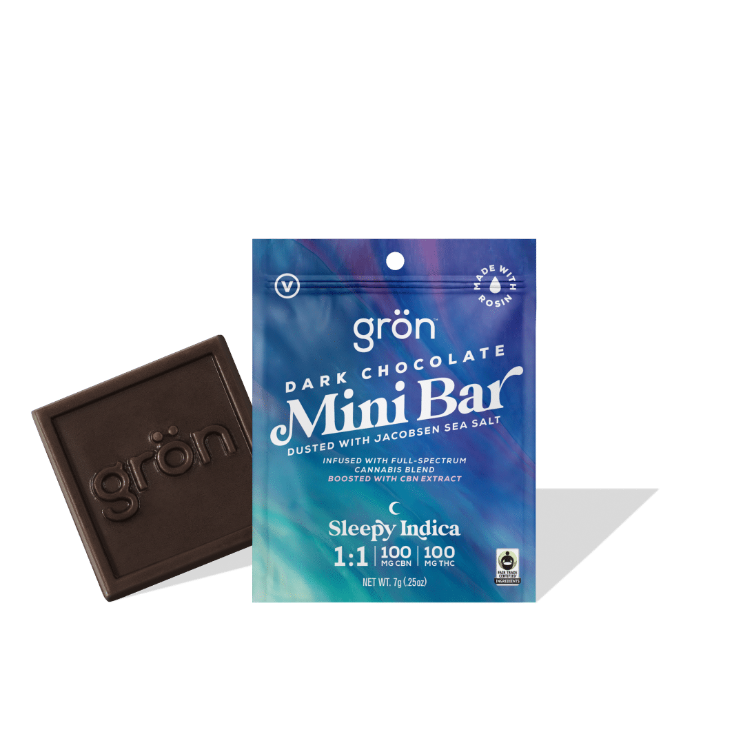 Grön Edibles - Mini Bar | Dark Chocolate | Sleepy Indica | 1:1 CBN/THC | 10pk - 1