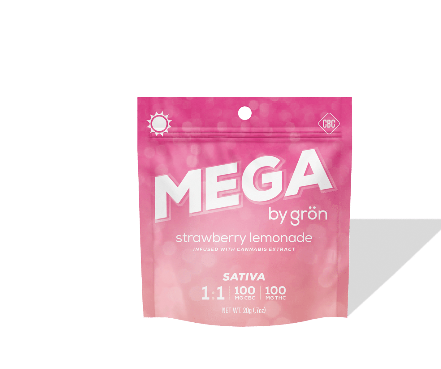 Grön Edibles - Mega | Strawberry Lemonade | Sativa | 1:1 CBC/THC | 10pk - 1