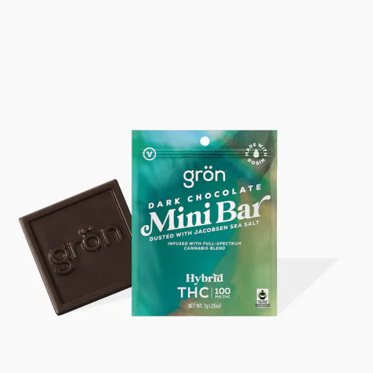 Grön Edibles - Mini Bar | Dark Chocolate | Hybrid | 100mg THC | 10pk - 1