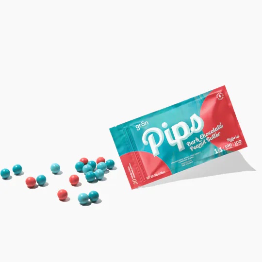 Grön Edibles - Pips | Dark Chocolate Peanut Butter | Hybrid | 1:1 CBD/THC | 20pk - 1