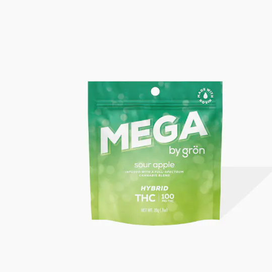Grön Edibles - Mega | Sour Apple | Hybrid | 100mg THC | 10pk - 1