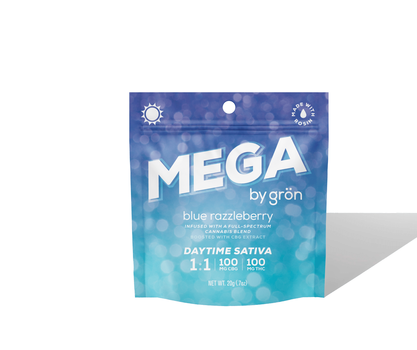 Grön Edibles - Mega | Blue Razzleberry | Daytime Sativa | 1:1 CBG/THC | 10pk - 1
