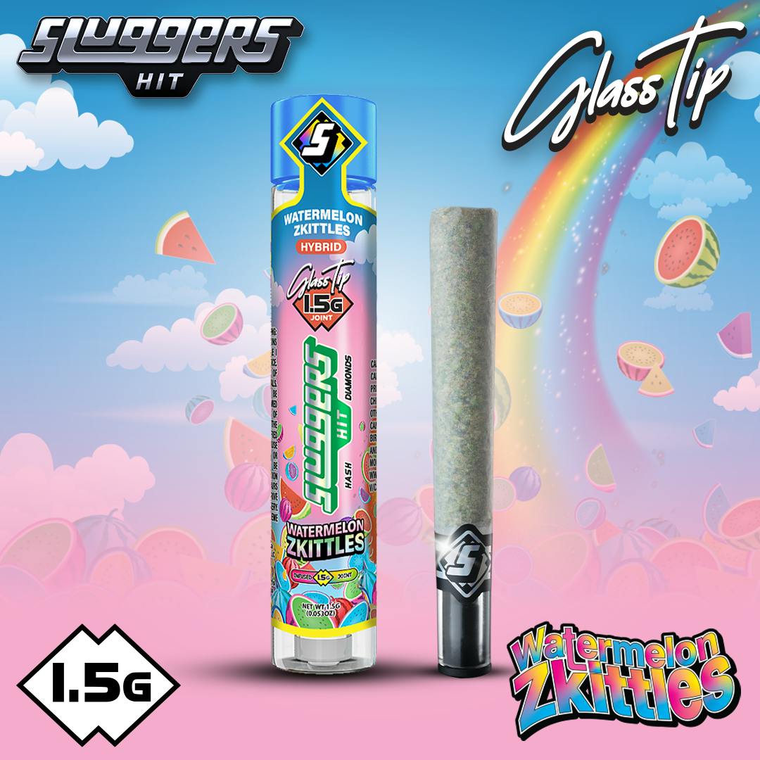 Sluggers Hit - Sluggers - Watermelon Zkittlez Glass Tip Infused Preroll 1.5g - 1