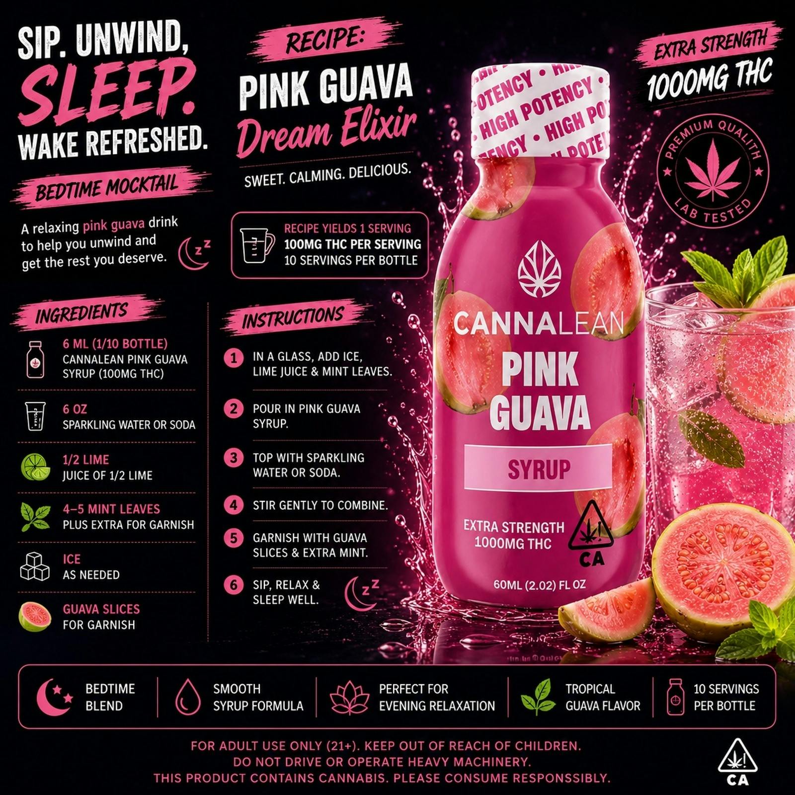 Cannalean - Cannalean | Pink Guava | 1000mg THC Syrup - 1