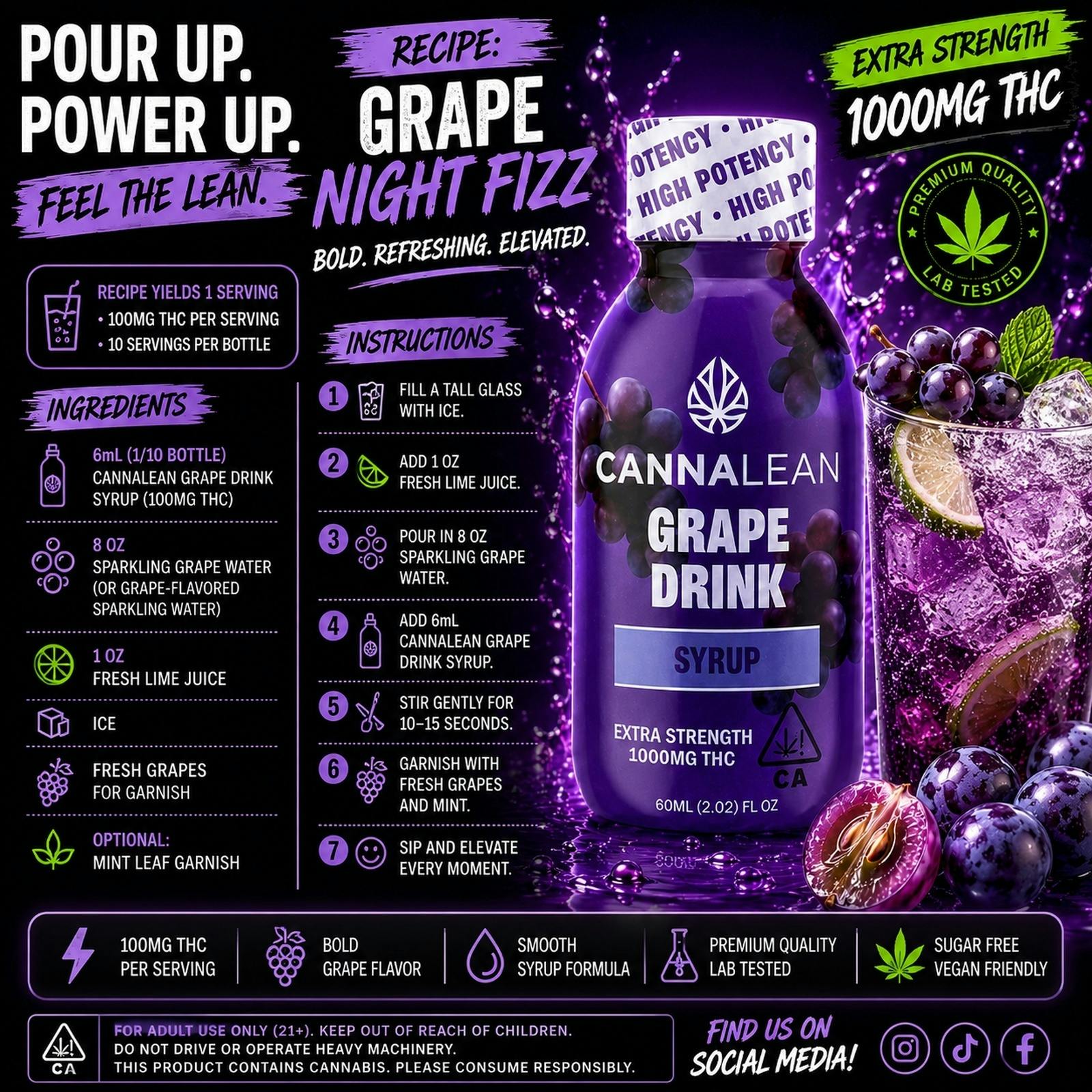 Cannalean - Cannalean | Grape Drink | 1000mg THC Syrup - 1