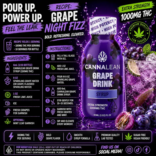 Cannalean - Cannalean | Grape Drink | 1000mg THC Syrup - 1
