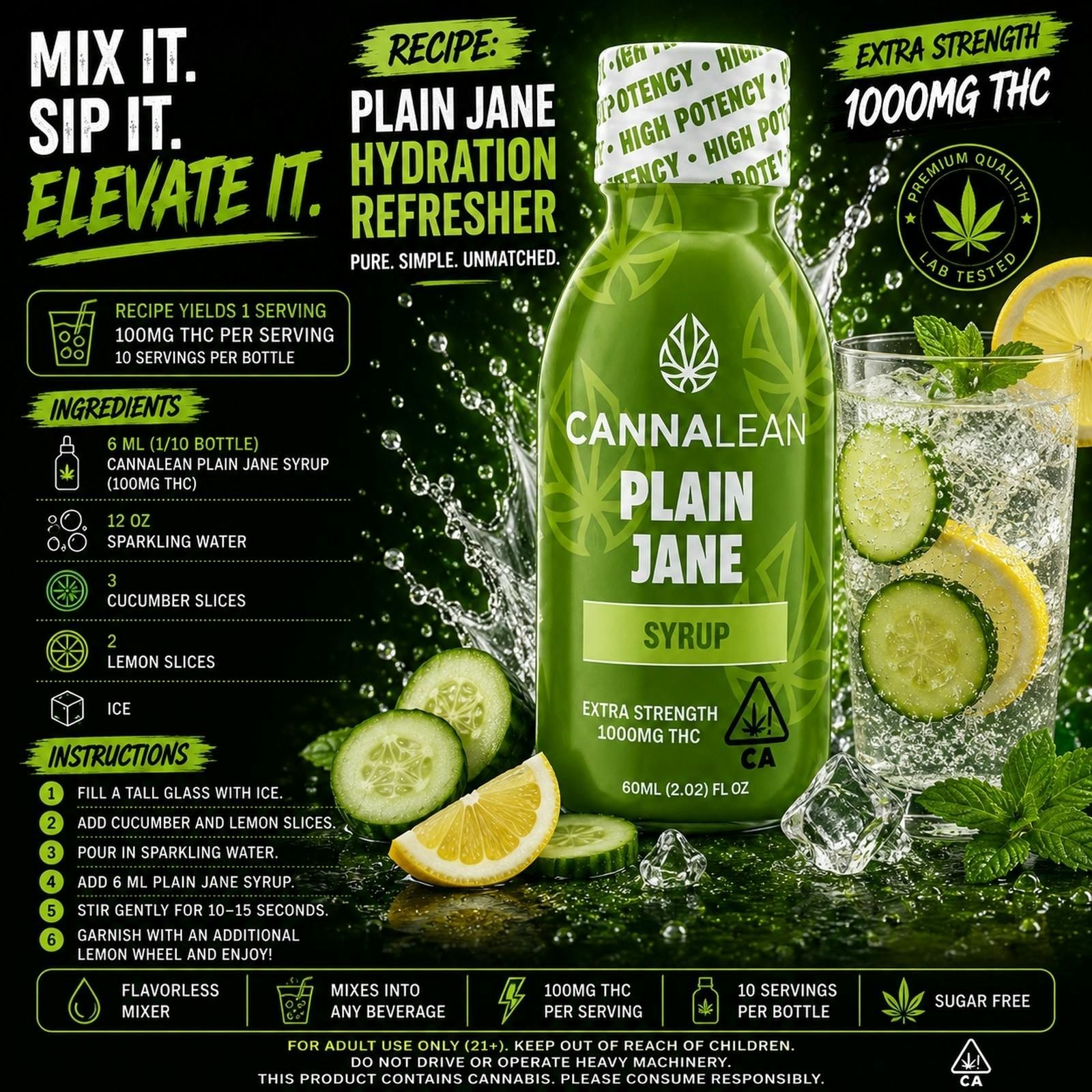 Cannalean - Cannalean | Plain Jane (Unflavored) | 1000mg THC Syrup - 1