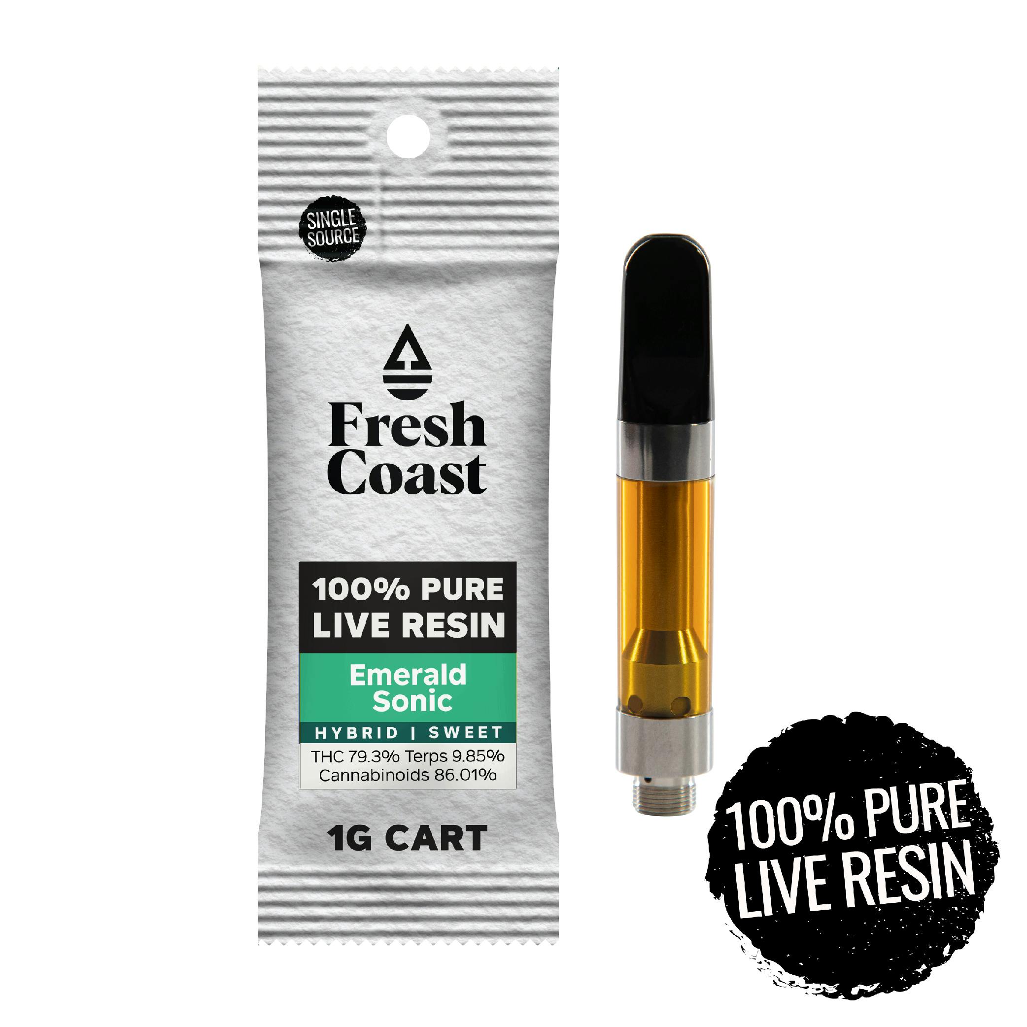 Fresh Coast - Emerald Sonic | 100% Pure Live Resin 1G Cart | Hybrid - 1