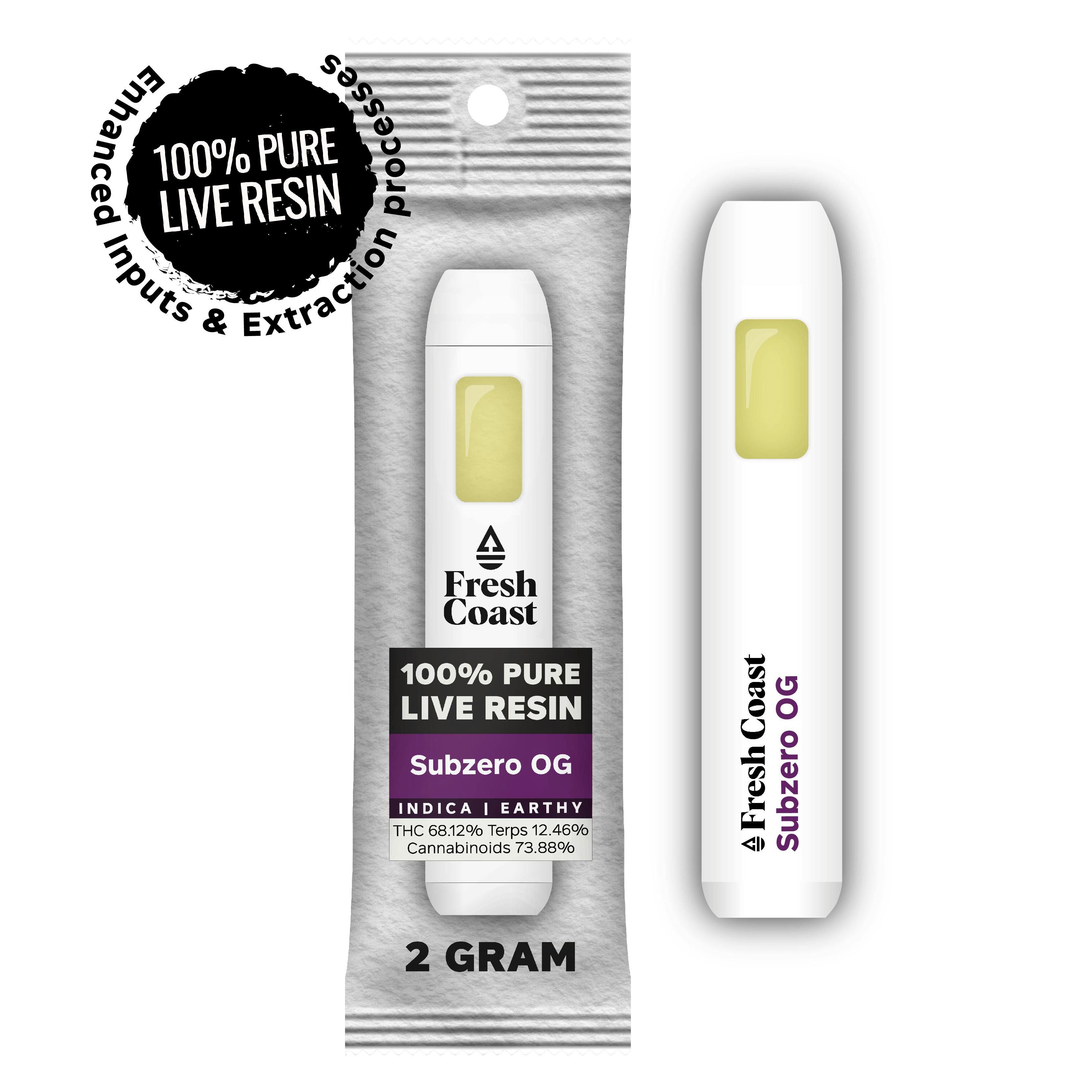 Fresh Coast - Subzero OG | 100% Pure Live Resin 2G Disposable | Indica - 1