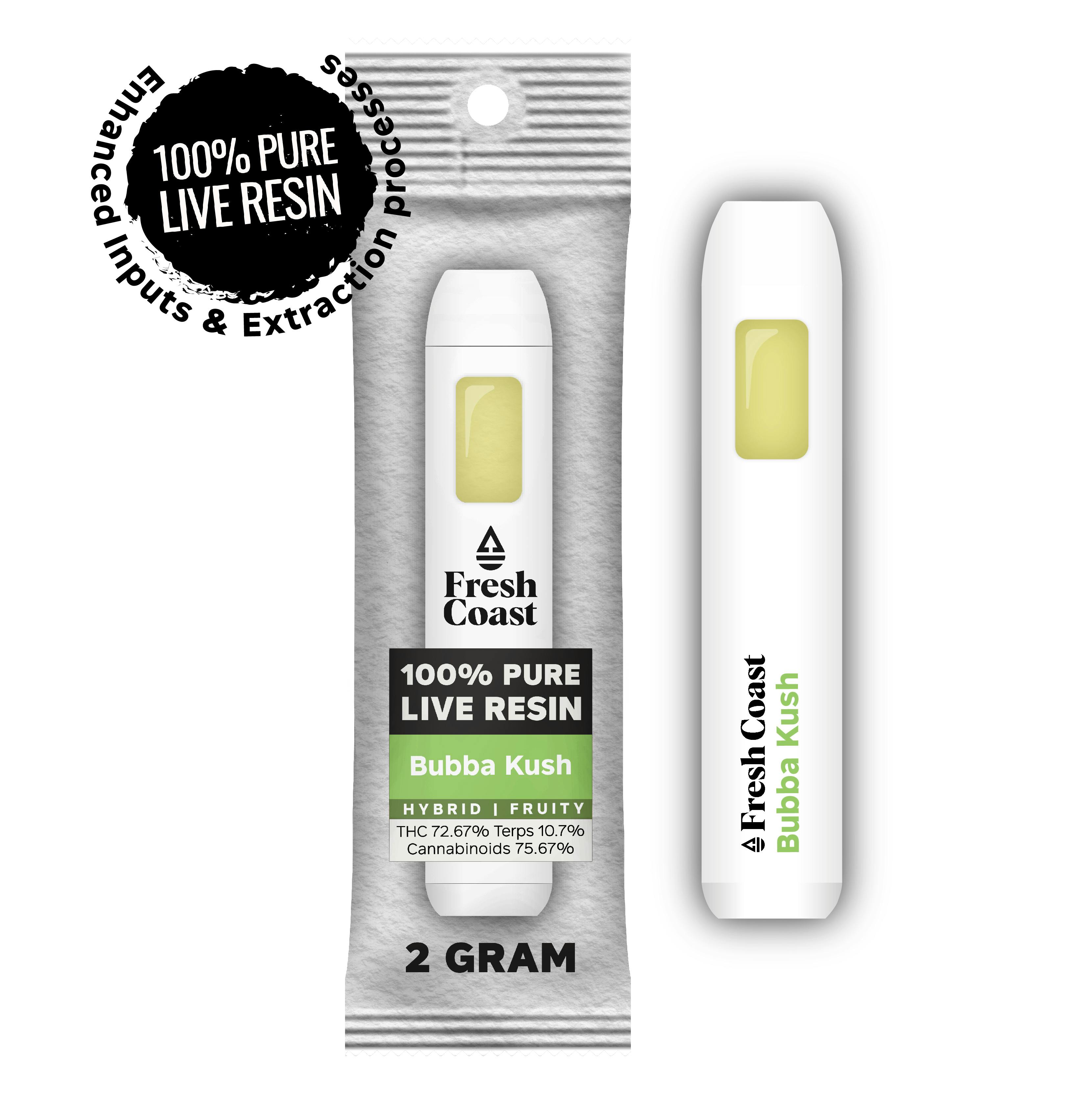 Fresh Coast - Bubba Kush | 100% Pure Live Resin 2G Disposable | Hybrid - 1