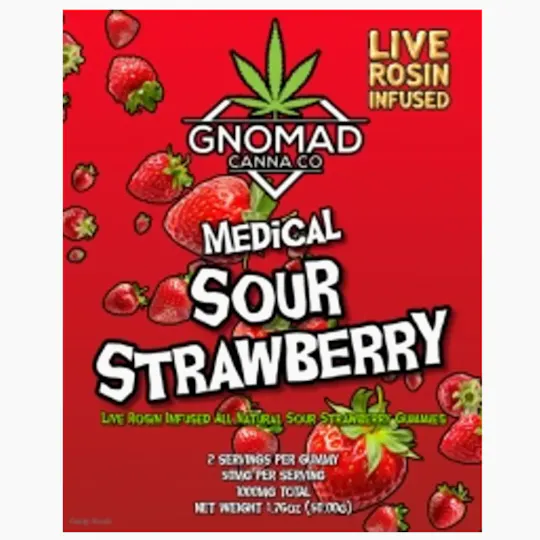 Gnomad - GNOMAD GUMMIES 1000MG (MED)- SOUR STRAWBERRY (ROSIN INFUSED) - 1