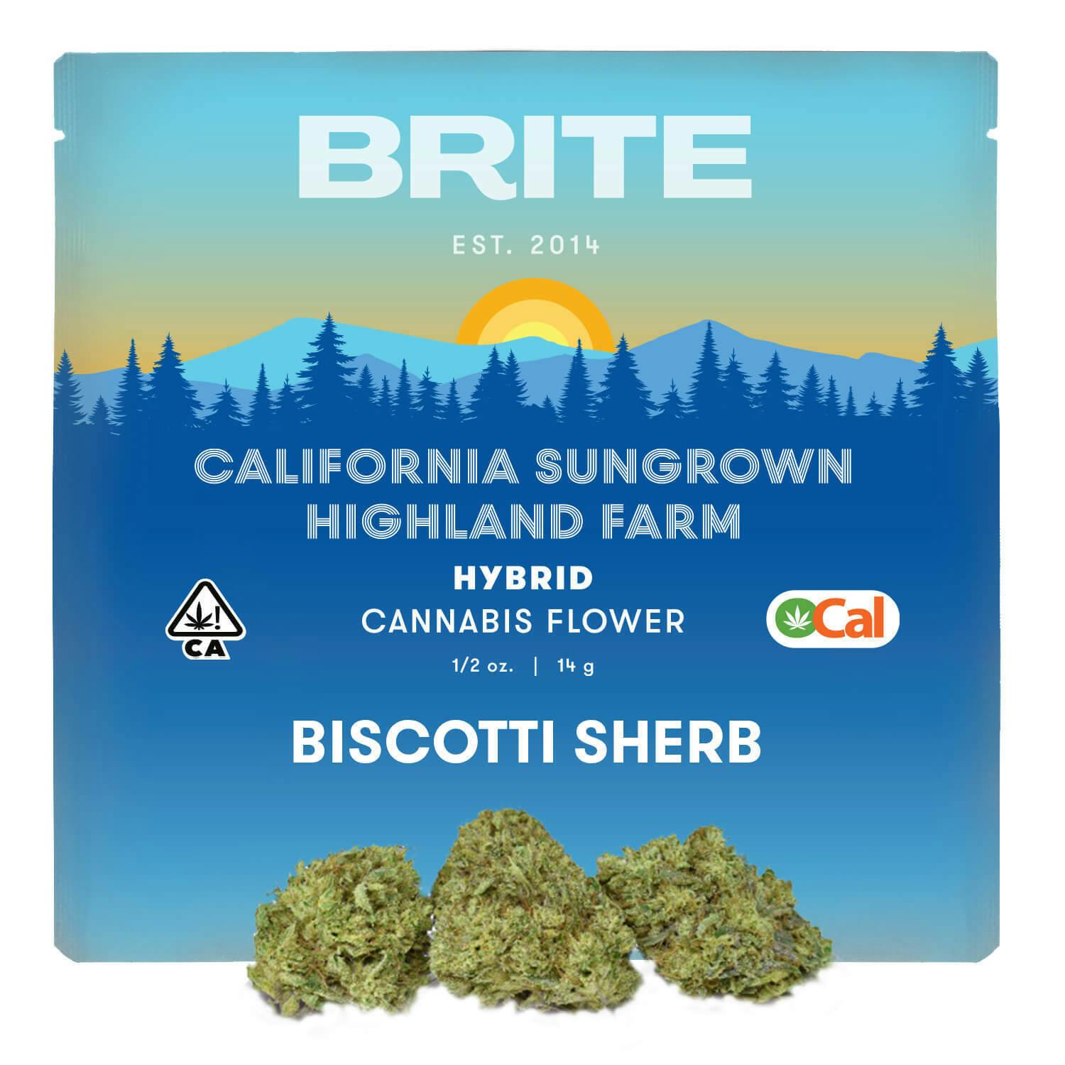 Brite Labs - BRITE Highland OCal Flower (14g) - Hybrid - Biscotti Sherb - 1