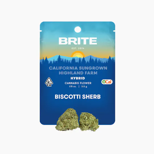Brite Labs - BRITE Highland OCal Flower (3.5g) - Hybrid - Biscotti Sherb - 1