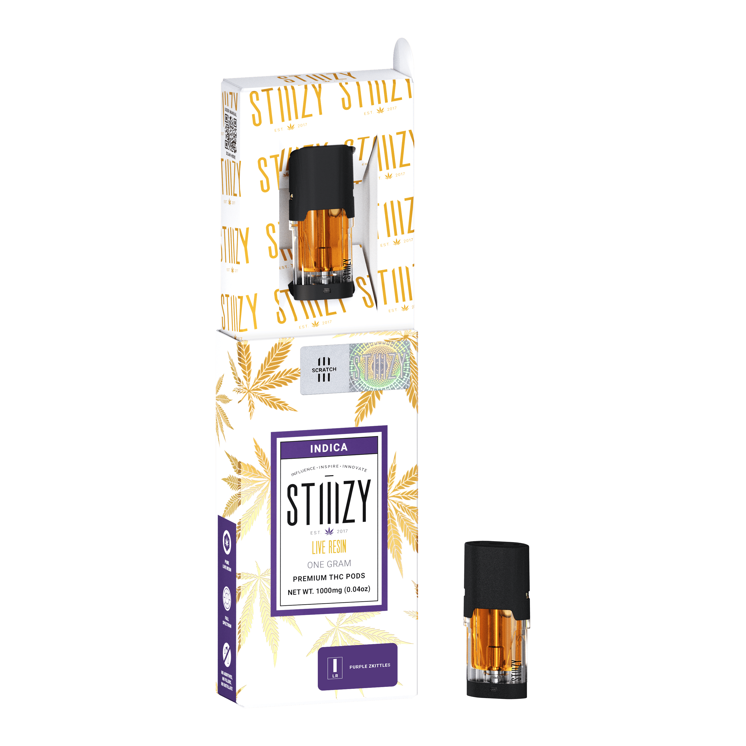 STIIIZY - Vape Cartridge - PURPLE ZKITTLES 1G Live Resin Pod - STIIIZY - 1