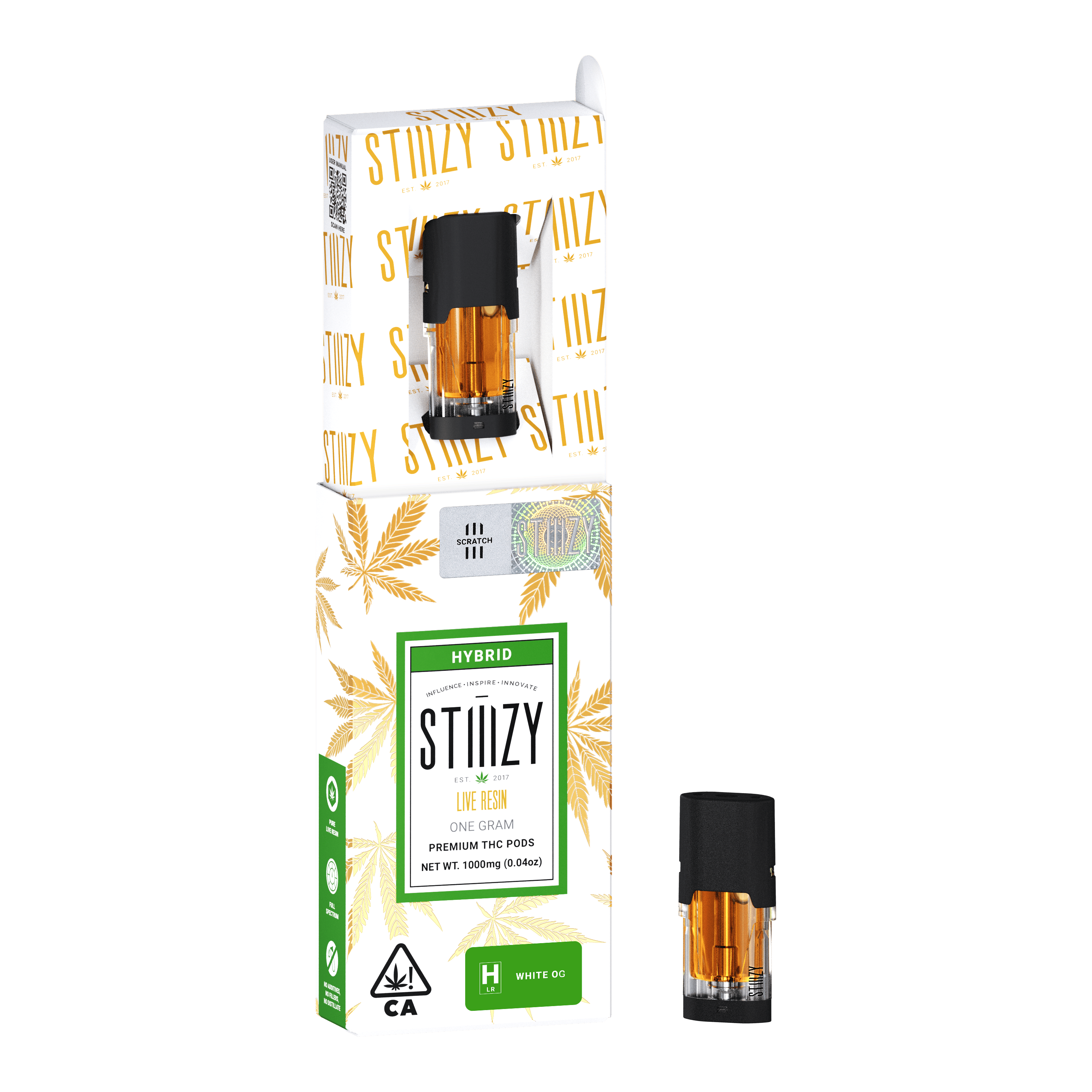 STIIIZY - Vape Cartridge - WHITE OG 1G Live Resin Pod - STIIIZY - 1