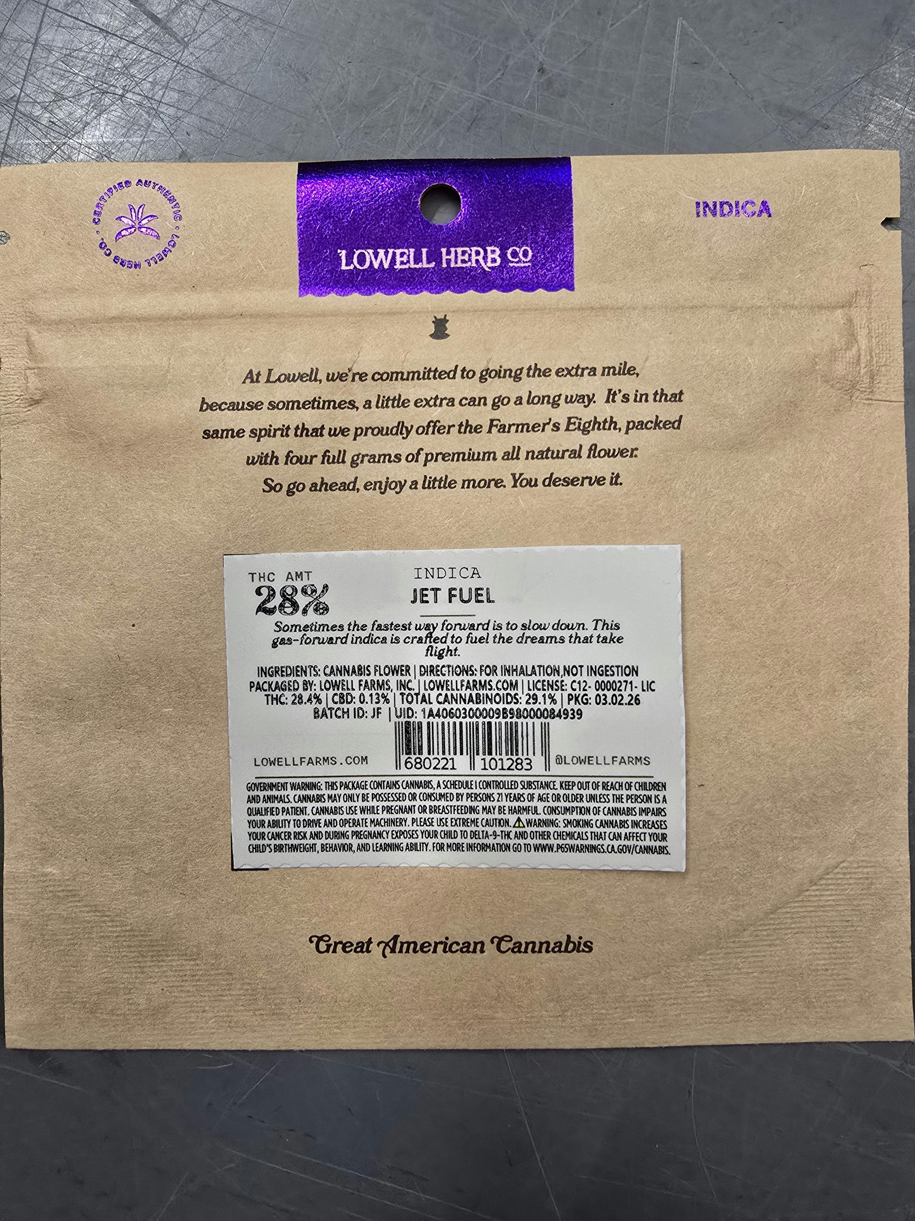 Lowell Farms - LOWELL FARMER'S EIGHTH 4g Jet Fuel, Indica - 1