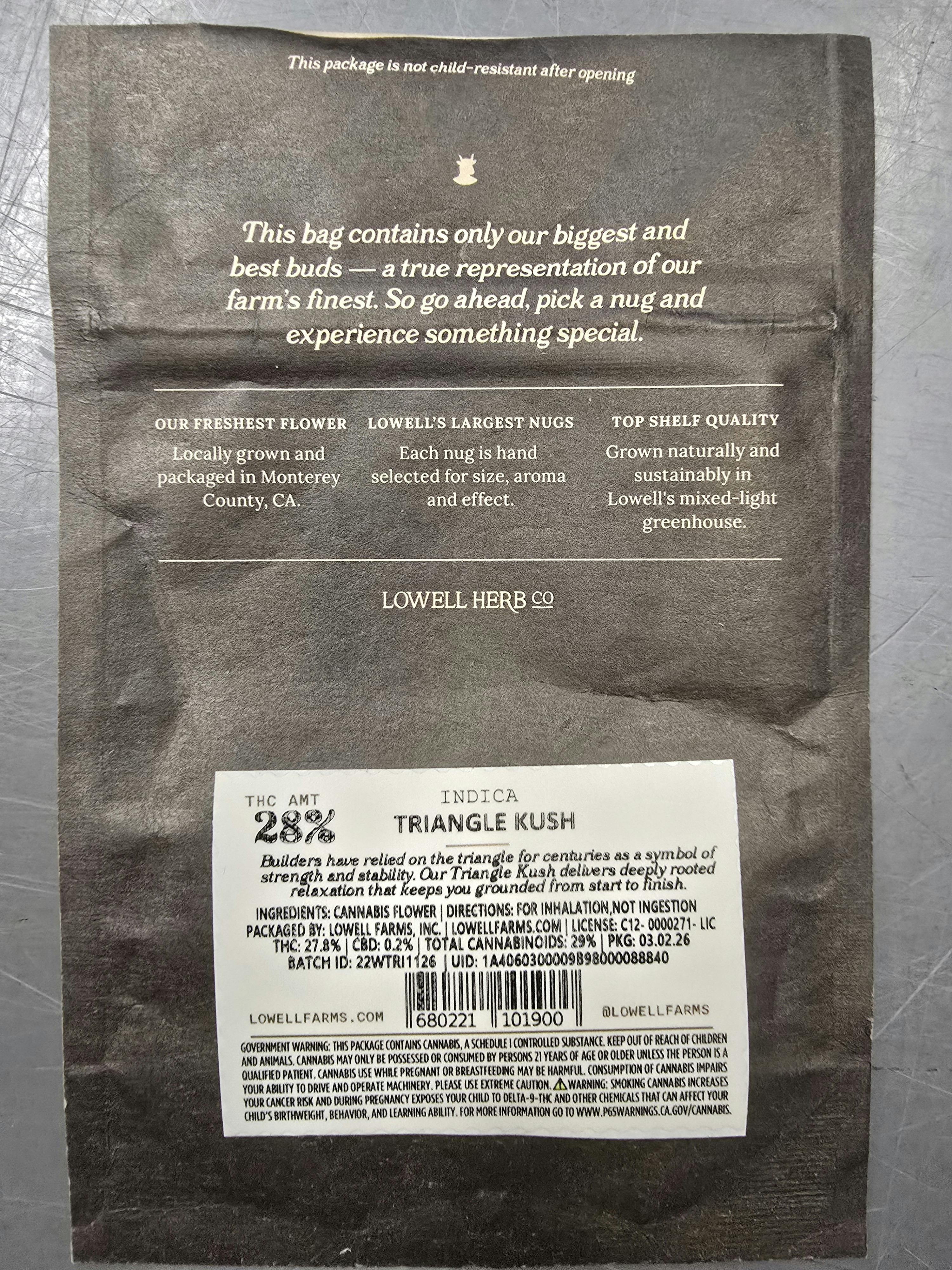 Lowell Farms - LOWELL BIG BUDS 7g Triangle Kush, Indica - 1
