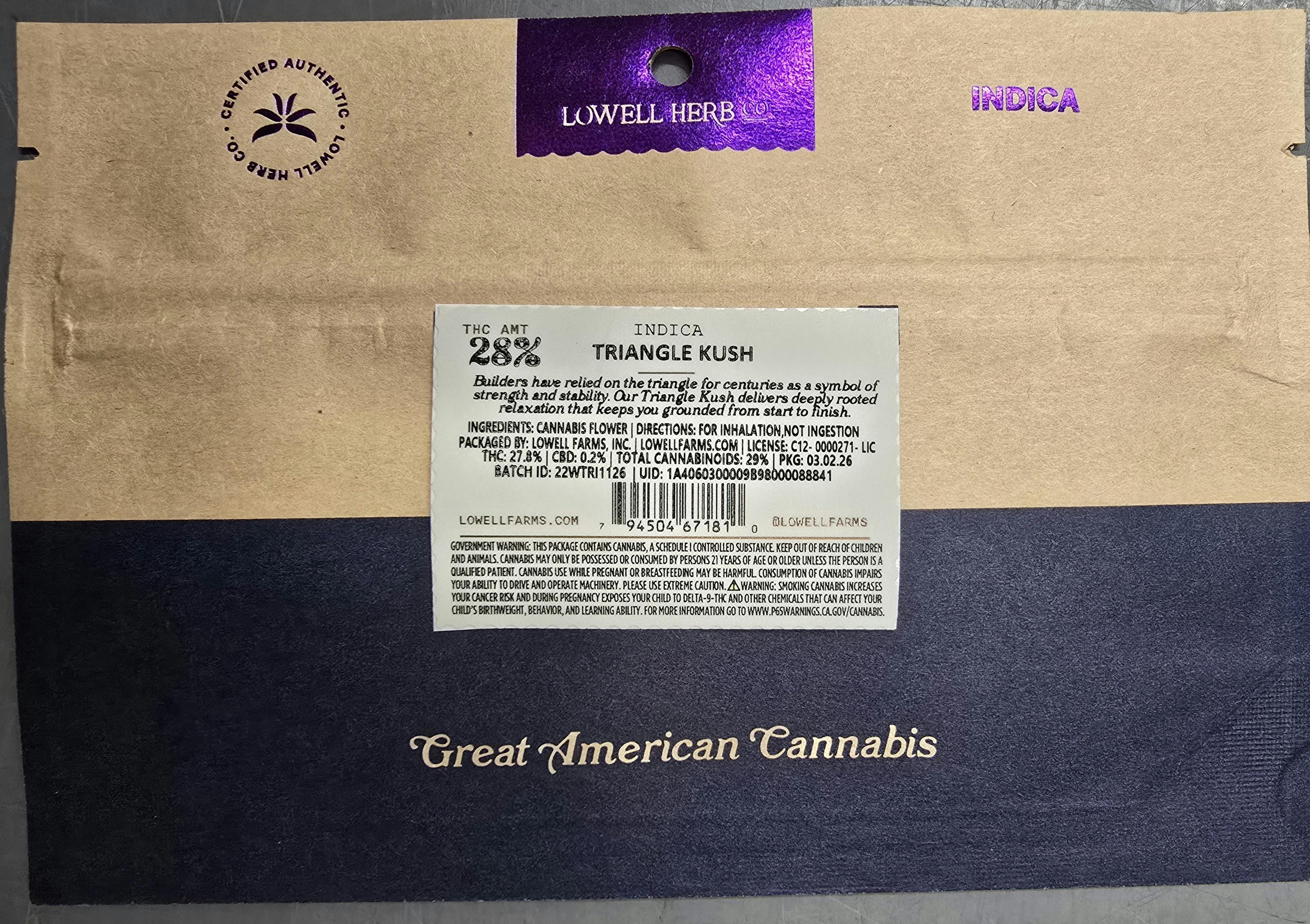 Lowell Farms - LOWELL LITTLES, Triangle Kush, Indica 14G - 1