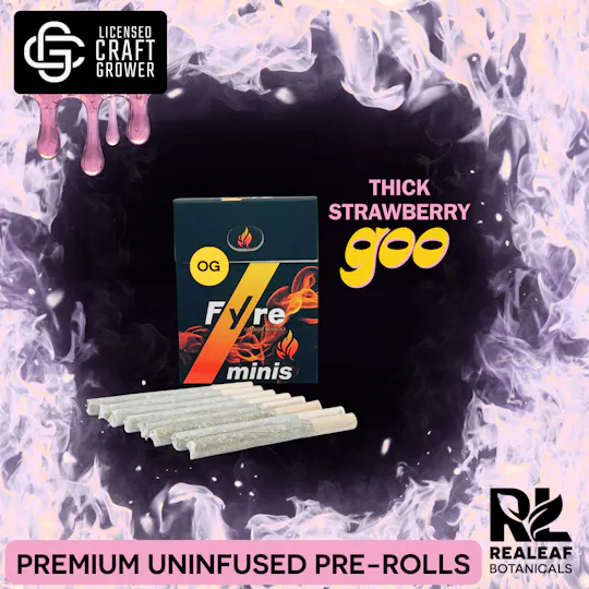 Realeaf Botanicals - Fyre OG Mini Uninfused Thick Strawberry Goo 8-Pack Pre-Rolls 2.4g - 1