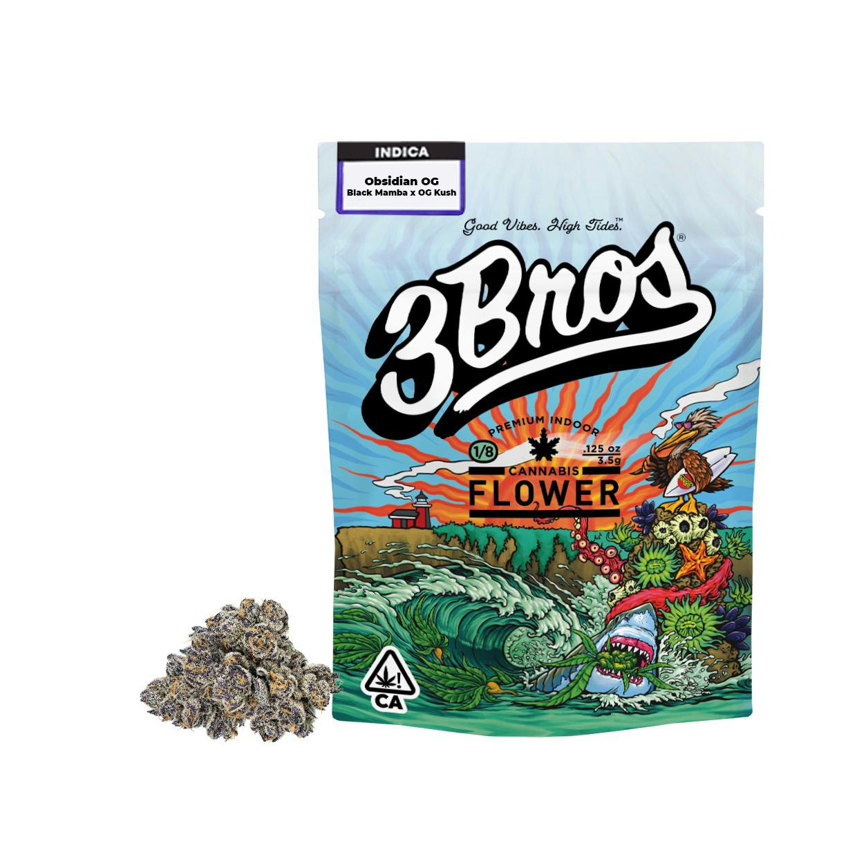 3 Bros Grow - 3 Bros | Indoor Flower | 3.5g | Obsidian OG | Indica - 1