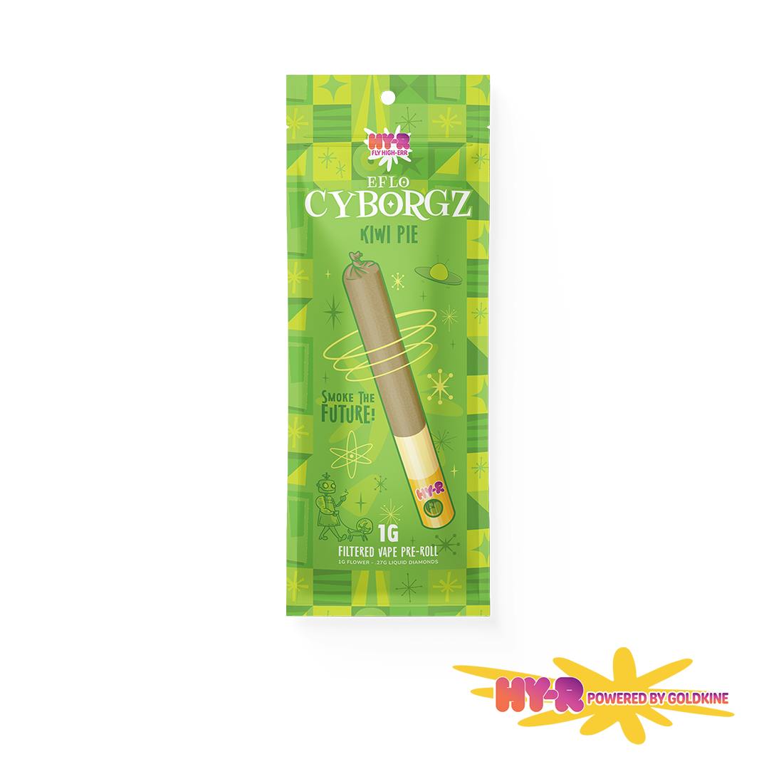 Goldkine - Hy-R Cyborgz Liquid Diamond Infused Pre Roll 1G | Kiwi Pie - 1