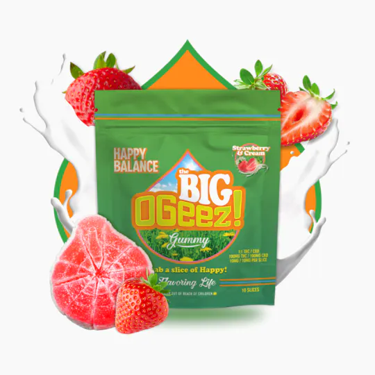 Ogeez! - Happy Balance | Strawberries And Cream 1:1 Gummies | 100mg | 10ct | 10mg/ea - 1