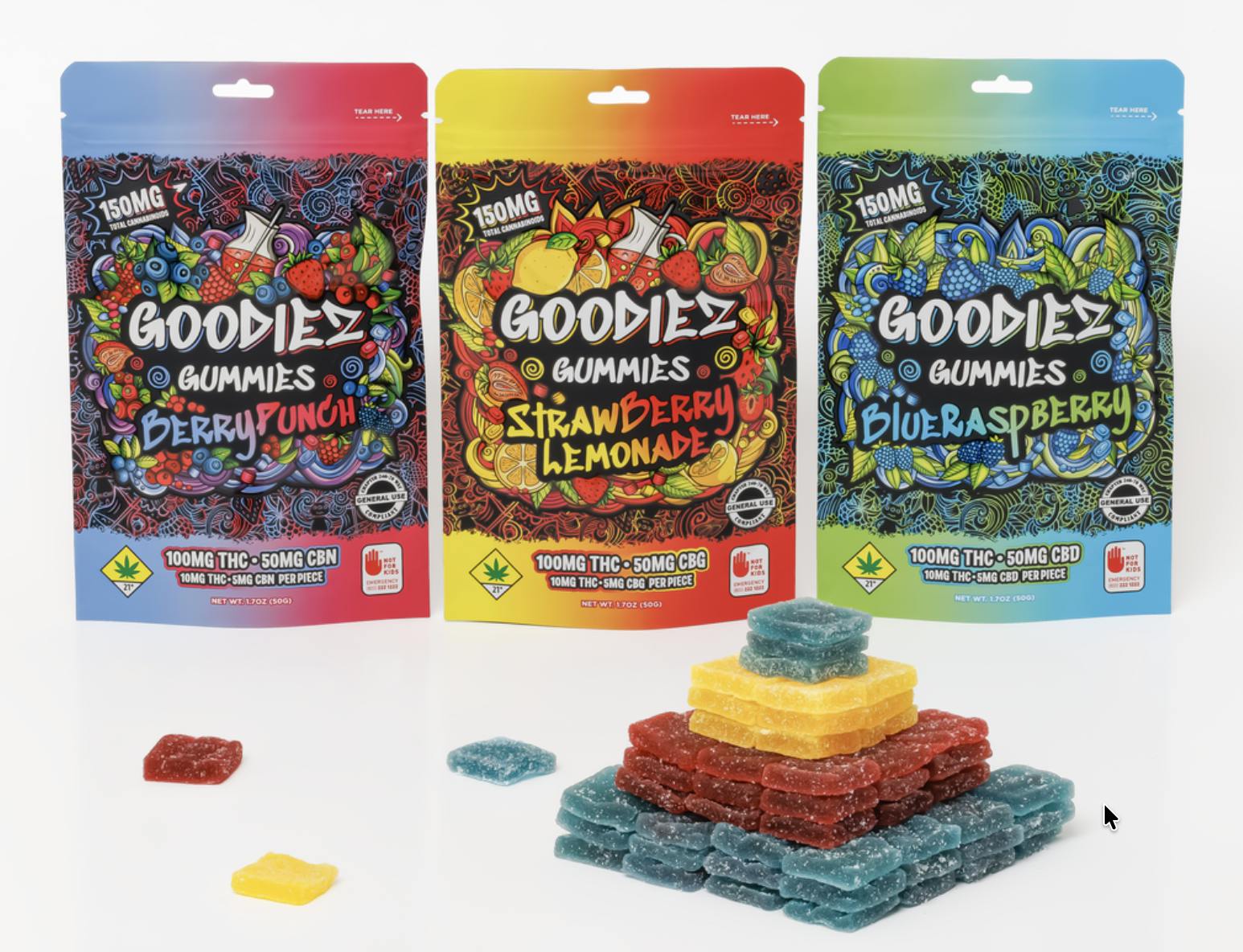 Goodiez - Goodiez | Strawberry Lemonade | 150mg THC:CBG | 10mg THC/5mg CBG/ea - 1