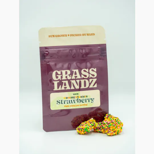 Grasslandz - Gummy Clusters | Candy Coated Strawberry Gummies | 100mg | 10ct | 10 mg/ea - 1