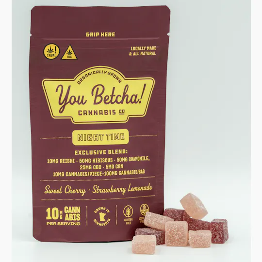 You Betcha Cannabis - Nighttime | Cherry & Strawberry Lemonade Gummies | 100mg | 10ct | 10mg/ea - 1