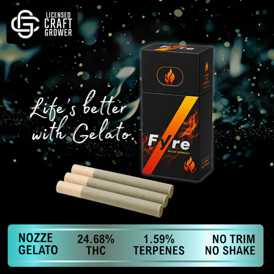 Realeaf Botanicals - Fyre OG Uninfused Nozze Gelato Pre-Rolls 3-Pack 3g - 1