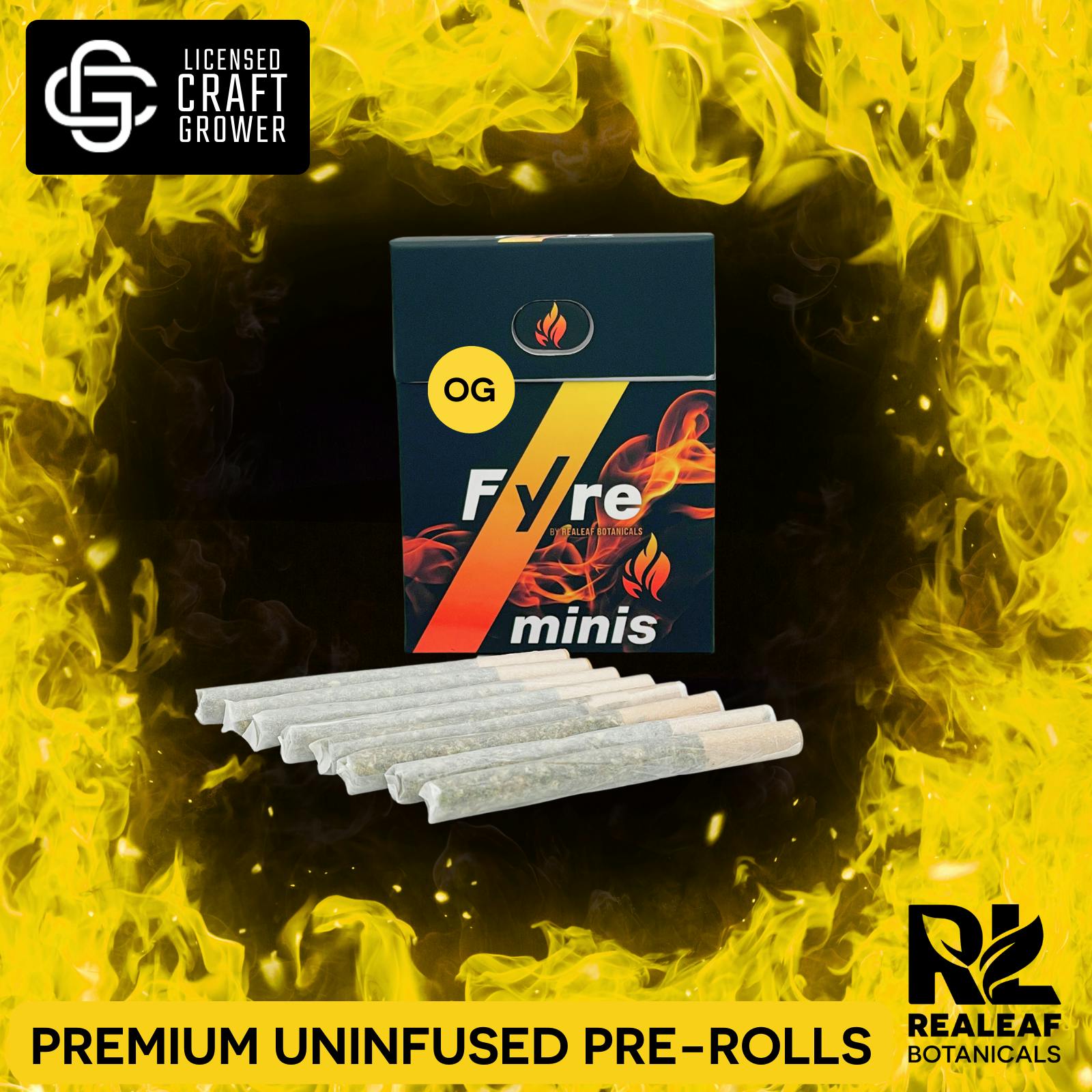 Realeaf Botanicals - Fyre OG Mini Uninfused Nozze Gelato 8-Pack Pre-Rolls 2.4g - 1