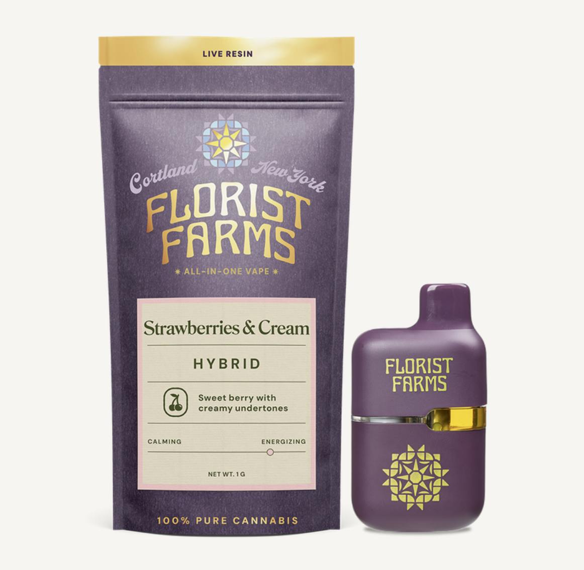 Florist Farms - Florist Farms | Strawberries and Cream | Live Resin Disposable | 1g - 1