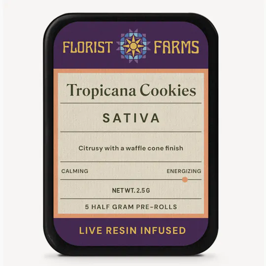 Florist Farms - Tropicana Cookies | Live Resin Infused Minis | 0.5g each | 5pk - 1