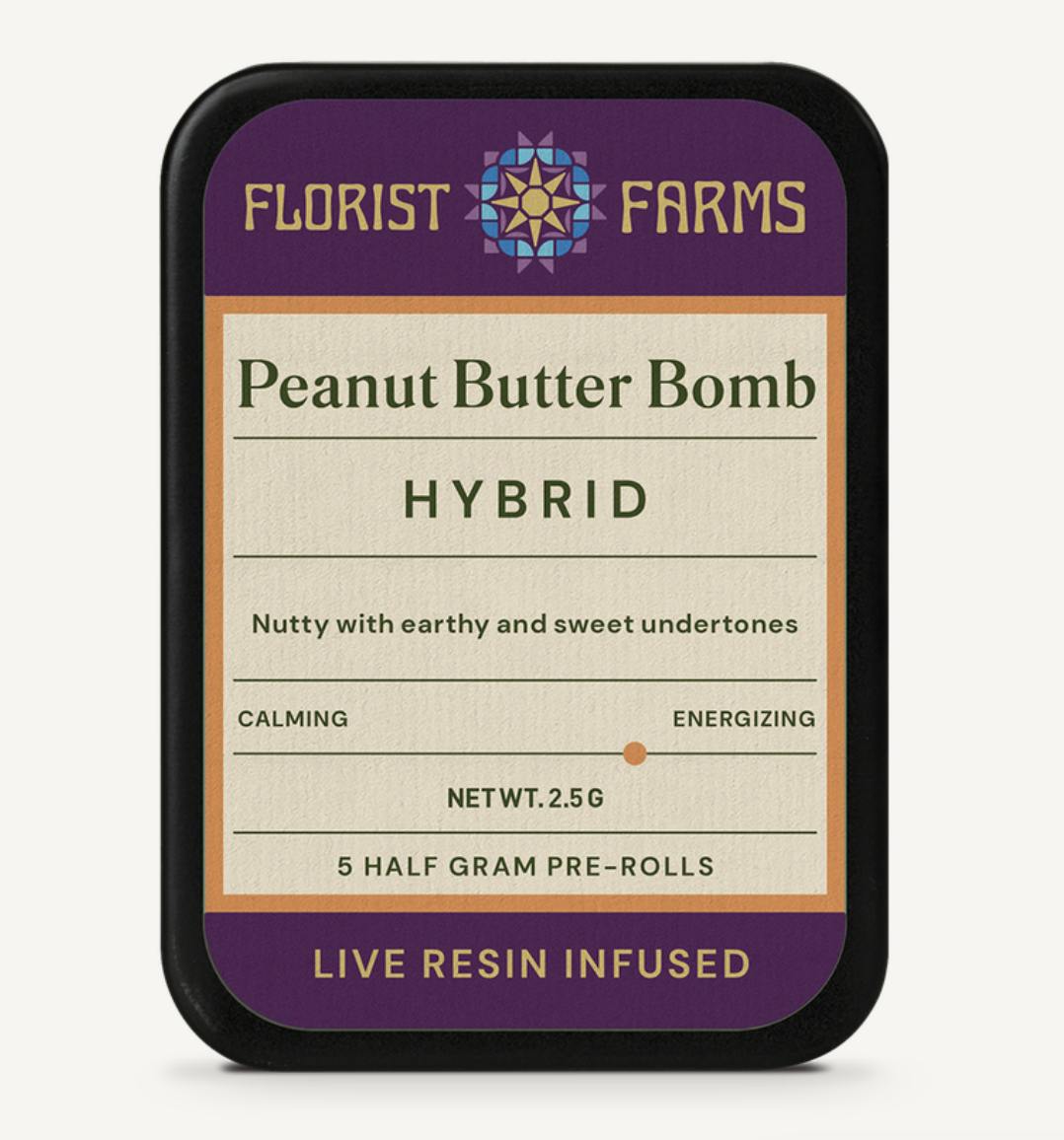 Florist Farms - Peanut Butter Bomb | Live Resin Infused Minis | 0.5g each | 5pk - 1